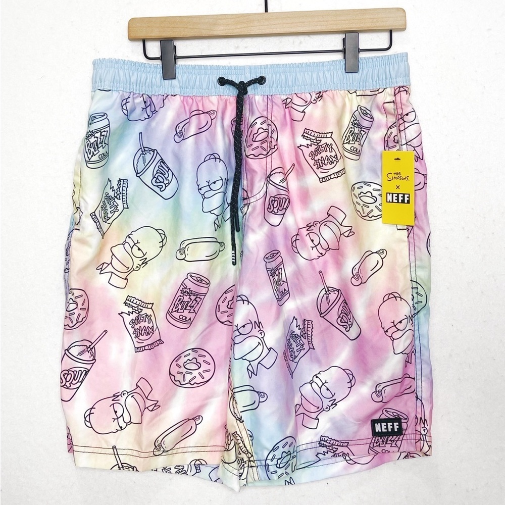 Neff X The Simpsons Homer Tie Dye Swim Shorts Swim Trunks Board Shorts Pool